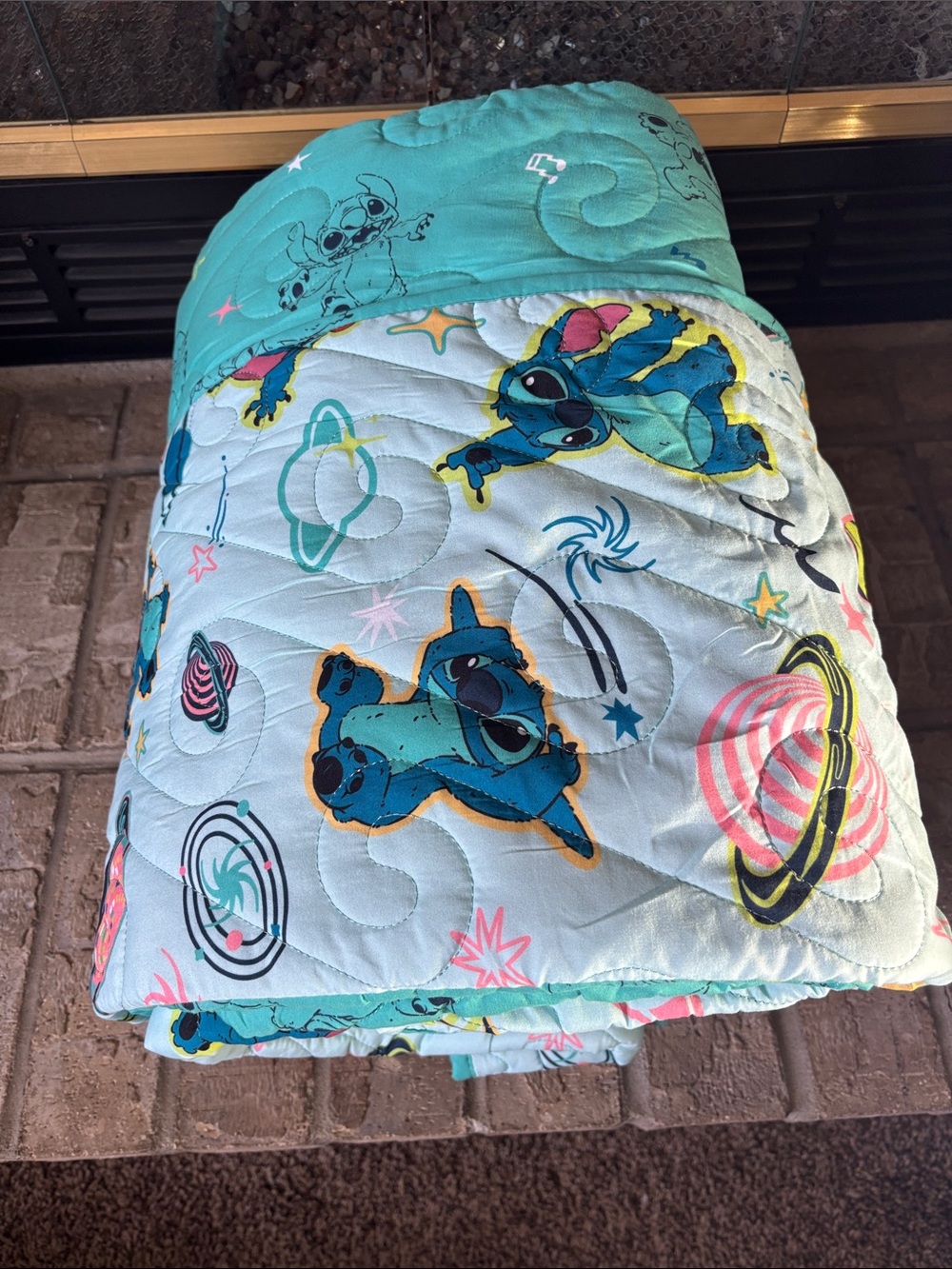 The Big One Kids Disney SZ Full/Queen "Stitch in Space" Quilted Bedding Set NEW